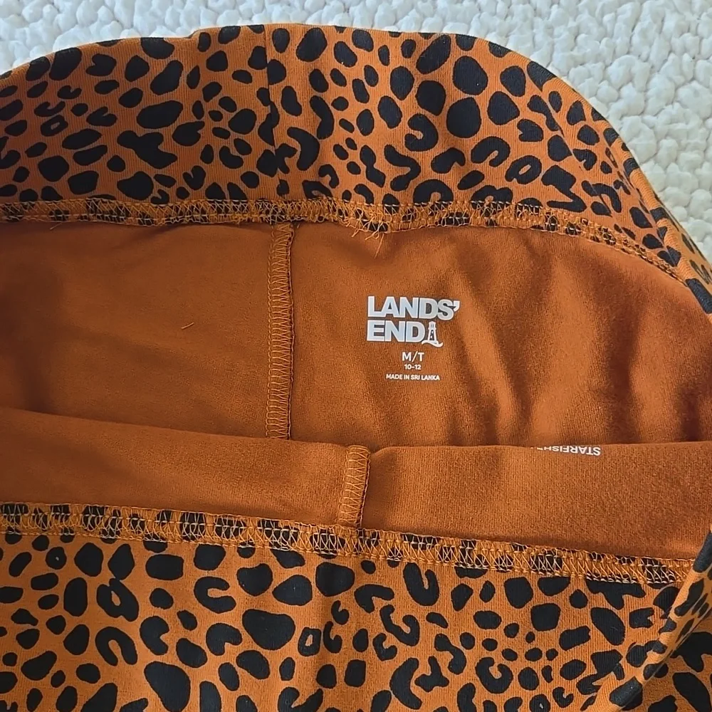 Lands' End Animal Print Leggings in Dark Orange and Black - Picture 2 of 3